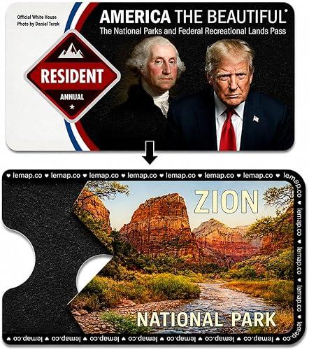 Handmade National Park Sleeve - Waterproof Plastic Card Protector - Easy Slide-Out Travel Case for National Parks - America the Beautiful Pass Holder (Zion)
