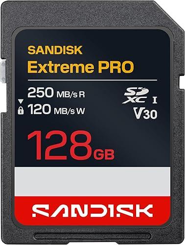 SANDISK 128GB Extreme PRO SD UHS-I Card - Up to 250MB/s Read Speed and 120MB/s Write Speed, 4K UHD, Full HD, U3, and V30 - SDSDXXJ-128G-GSCIN