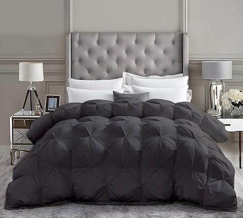 Alaskan King Down Alternative Comforter 136x120 Inch Dark Gray – 500 GSM Ultra Soft Breathable, Luxury Pintuck Pinch Pleat, All Season Duvet Insert with Corner Tabs, Machine Washable