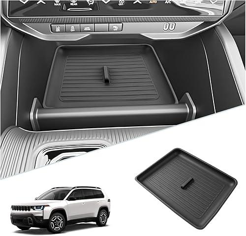 SKTU for 2026 Jeep Cherokee Wireless Charging Mat 2026+ Jeep Cherokee (Base/Laredo/Limited/Overland) Center Console Non-Slip Pad 2026 Cherokee Accessories 2026 Cherokee Rubber Console Mat Durable