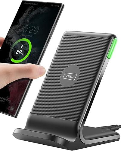 INIU Wireless Charger, 15W Fast Wireless Charging Station with Sleep-Friendly Adaptive Light Compatible with iPhone 17 16 15 14 13 12 Pro Max Samsung Galaxy S25 S24 S23 Note 20 Google etc — 16% off