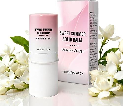 Flavored Solid Perfume Stick,Portable Travel Perfumes,Long Lasting Fragrances,Jasmine Scent - Floral, Clean, Elegant, Romantic, Timeless,Non Sticky Formula-0.26 oz