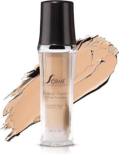 SORMÉ Mineral Illusion Fragrance & Oil Free Liquid Foundation with Non-Chemical Sunscreen, Mineral Formula, Hydrating with Shea Butter, Antioxidants Vitamins A, C, E, Medium Coverage for Smooth - 25ml