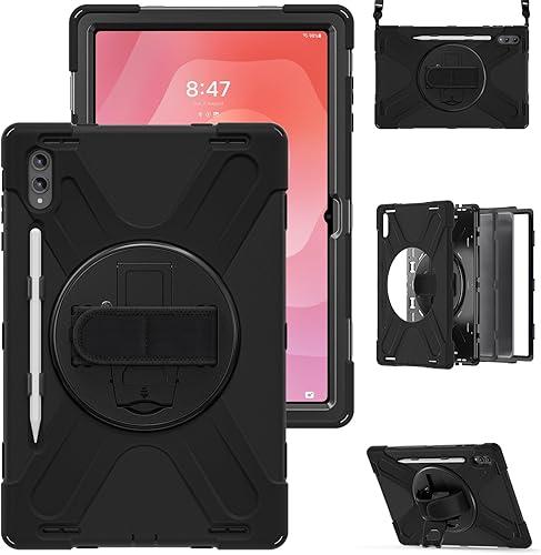 Compatible with Samsung Galaxy Tab S11 Ultra 14.6" 2025 (SM-X930/SM-X936B) Case with Pen Holder,Military Grade Shockproof Protective Cover Stand Hand Strap&Shoulder Strap Swivel Kickstand(Black)