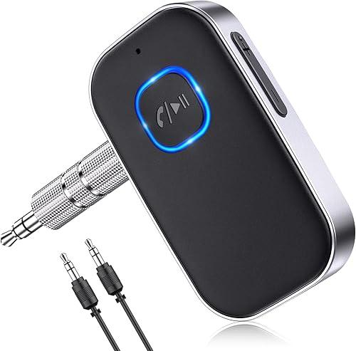 COMSOON Bluetooth Receiver for Car, Noise Cancelling 3.5mm AUX Bluetooth Car Adapter, Wireless Audio Receiver for Home Stereo/Wired Headphones, Hands-Free Call, 16H Battery Life - Black+Silver — 15% off