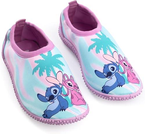 Disney Lilo & Stitch Girls Pink Angel Aqua Shoes | Turquoise Water Sandals with Textured Sole & Pull-On Design Poolside