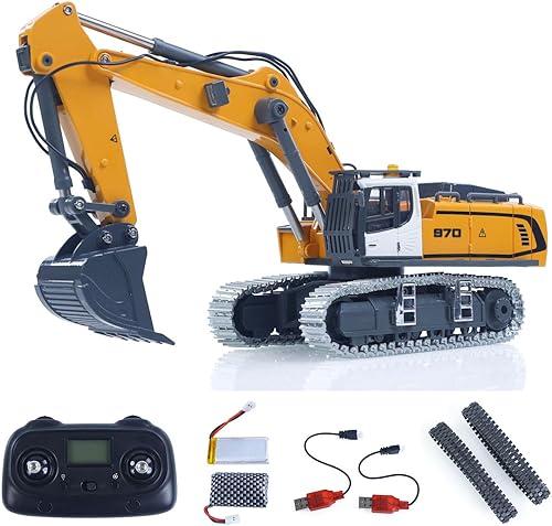 TOUCAN RC HOBBY 1/50 RC Excavator K970 Construction Vehicle Remote Control Electric Lifting Digger Bucket Tracks Light Sound RTR Battery for Adult