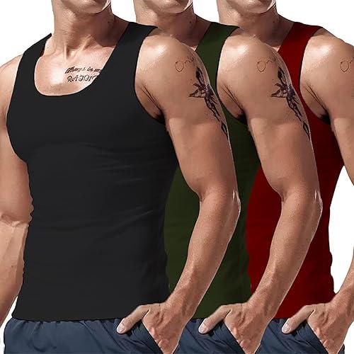 Workout Tank Tops for Men, 3 Pack Sleeveless Tees, Comfortable Tops for Gym Fitness and Bodybuilding