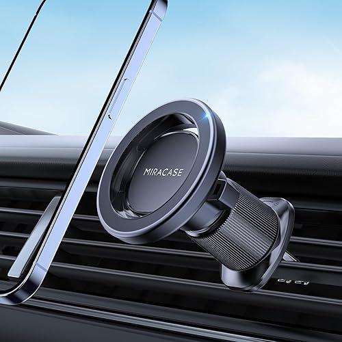 Miracase Car Phone Holder for Magsafe [Strong Magnets] Magnetic Phone Holders for Your Car, 360°Adjustable Air Vent Hands Free Cell Phone Mount Cradle Fit iPhone 17-12 & All Smartphones, Black