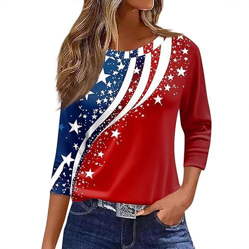 3/4 Length Sleeve Womens Tops Casual Blouses Spring Fashion 2026 Round Neck Business Trendy Tunics Top Shirts