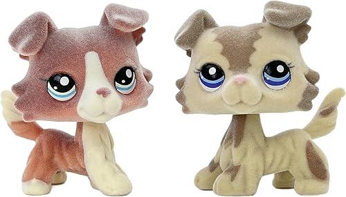 2pcs/Pack Custom Flocked Pet Shop Toy Fuzzy Animal Figure Short Hair Cat Dog Collie Dachshund Great dane Cocker Spaniel (#1542 and #2210)