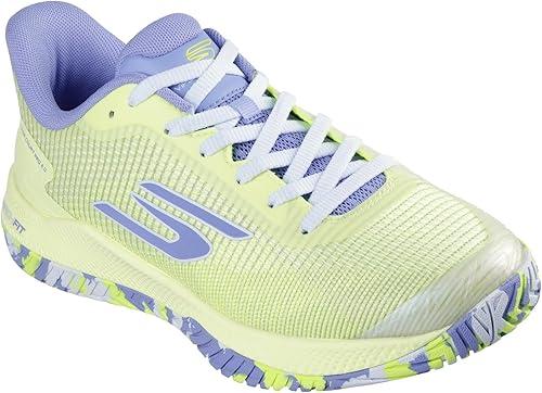 Skechers Women's Viper Court Pro 2.0 Trainers, Lime Synthetic Textile Lavender Trim, 7 US