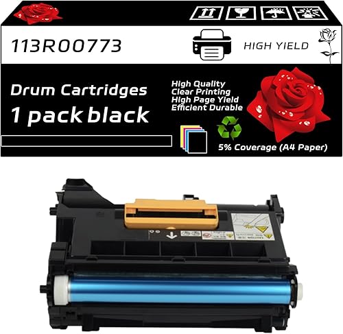 113R00773 Drum Cartridges Compatible for Xerox Phaser 3610DN 3610N WorkCentre 3615DN 3655S 3655X Printers, with Chip, High Yield 85000 Pages, Clear Printing (Black)