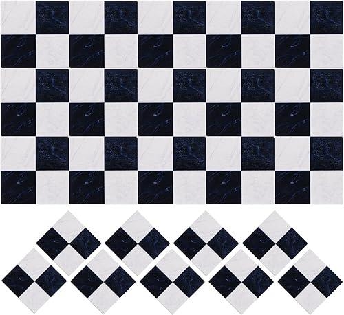 Toddmomy 27Pcs Dollhouse Flooring - 1:12 Scale Dollhouse Wooden Floor Tiles - Black and White Mosaic Planks for Miniature House DIY - 1.2" x 1.2" Planking for Kitchen Bathroom Foyer Decor