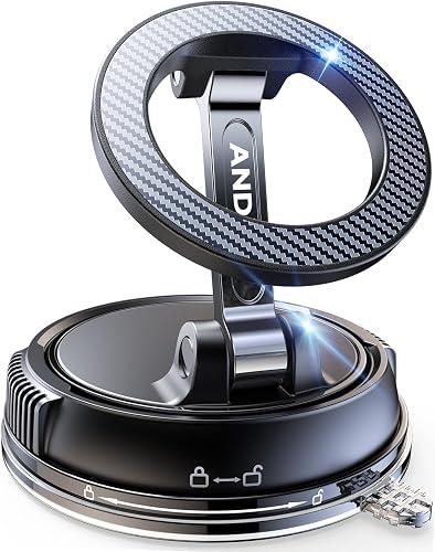 ANDERY Car Phone Holder for Magsafe [78+LBS Strongest Suction & 2400gf Strongest Magnetic] 360° Adjustable Car Phone Mount, Phone Holders for Your Car for iPhone 17-12 Pro Max Air Plus (Carbon Fiber)