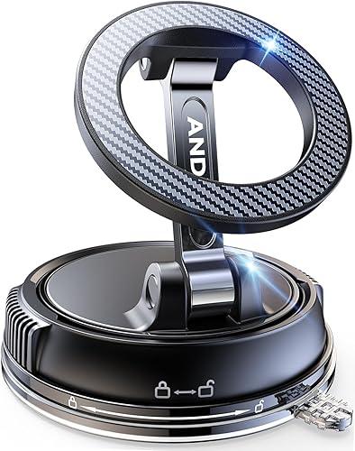 ANDERY Car Phone Holder for Magsafe [78+LBS Strongest Suction & 2400gf Strongest Magnetic] 360° Adjustable Car Phone Mount, Phone Holders for Your Car for iPhone 17-12 Pro Max Air Plus (Carbon Fiber)