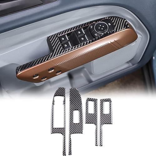 Aunginsy Car Door Window Glass Lift Button Panel Trim Sticker Compatible with Ford Maverick 2022-2025 Soft Carbon Fiber Front Rear Door Armrest Window Control Switch Frame Decorative Cover Accessories