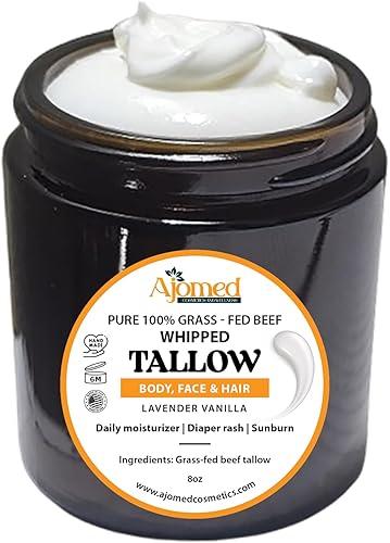 Whipped Grass-Fed Beef Tallow cream, frankincense tallow balm for skin, dry skin body butter, whipped tallow Face and Body moisturizer 4fl.oz (Frankincense)
