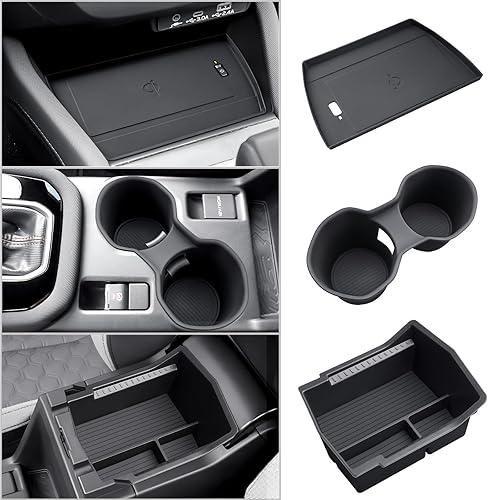CDEFG 3PCS for 2025 Subaru Forester Center Console Organizer Tray, Forester 2025 Accessories Middle Console Cup Holder Wireless Charging Pad Storage Box(NOT for 2025 Wilderness)