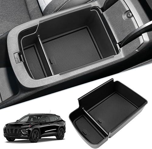 SKTU for 2024 2025 2026 Chevrolet Trax Center Console Organizer 2024-2026 Chevy Trax Insert ABS Materials Tray Armrest Storage Box 2024 2025 2026 Chevy Trax Accessories with Sunglasses Holder (Black)
