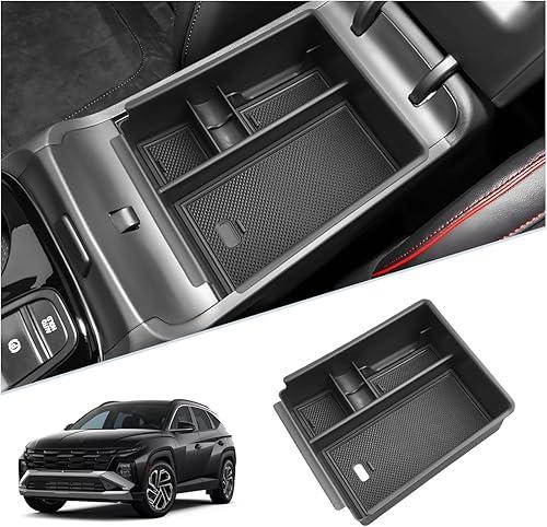 SKTU for 2025 2026 Hyundai Tucson Center Console Organizer for 2025 2026 Hyundai Tucson (SE/SEL/XRT) Console Tray 2025 2026 Tucson Accessories Insert ABS Armrest Storage Box with Coin Holder (Black)