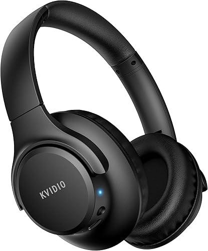 KVIDIO Bluetooth Headphones Over Ear, 65 Hours Playtime Wireless Headphones with Microphone, Foldable Lightweight Headset with Deep Bass, HiFi Stereo Sound Low Latency for Travel Work Cellphone — 22% off