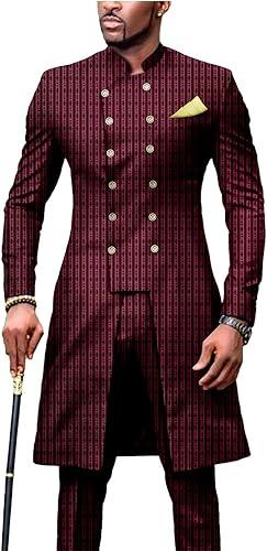 Men`s Suit African Clothing Dashiki Printed Jacket and Ankara Pants 2 Piece Set Ankara Outwear for Wedding