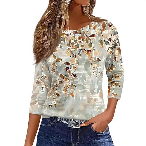 3/4 Length Sleeve Womens Tops Casual Blouses Spring Fashion 2026 Round Neck Business Trendy Tunics Top Shirts