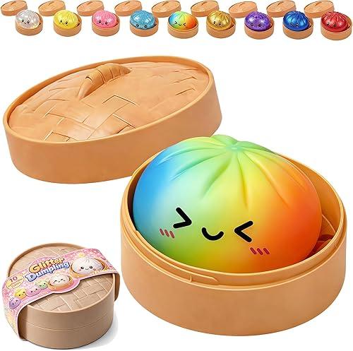 Glitter Dumpling Squishy, 2026 New Colorful Dumplings Squishies with Box, Soft Sensory Squeeze Toy for Stress Relief (Colorful)