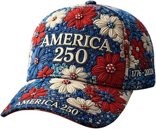 250 Anniversary USA Hat, Patriotic Baseball Cap 1776-2026 Adjustable USA Independence Day Retro Denim Baseball Caps