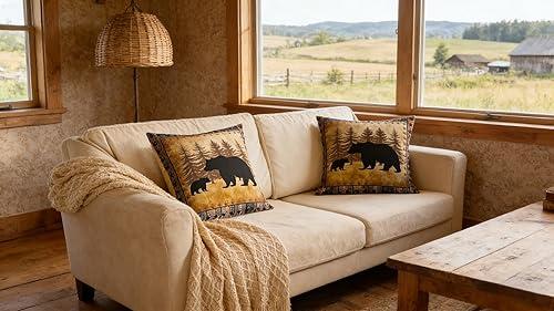Erosebridal Cabin Bear Throw Pillow Covers 18x18 Set of 2 Rustic Farmhouse Cushion Cover Hunting Bear Throw Pillow Case for Bed Couch Sofa Country Woodland Home Decor