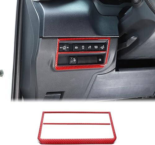 Real Carbon Fiber Headlight Switch Button Frame Cover Trim Compatible with Toyota Tundra/Sequoia 2022-2023 Car headlight Switch Trim Frame Headlight Switch Button Decorative Frame Sticker Accessories