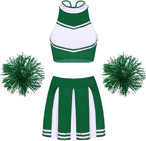 YiZYiF Women's Daddy Printed Cheer Leader Uniform Dress Cheerleading Role Play Outfit Set