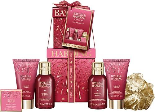 Baylis & Harding Midnight Cherry Luxury Pamper Present Gift Set For Women - Vegan Friendly