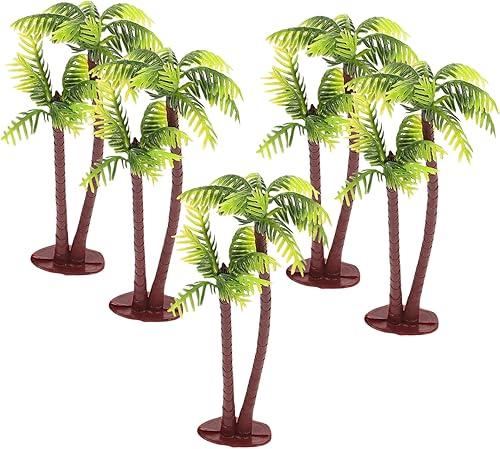5Pcs Imitation Palm Tree Tropical Mini Palm Mini Tree Figurines Rainforest Diorama Supplies Fake Palm Fairy Garden Outdoor Toys Coconut Indoor Banquet Hawaii