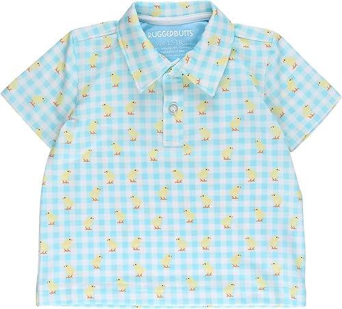 RUGGEDBUTTS Baby/Toddler Boys Knit Collared Short Sleeve Active Performance Polo