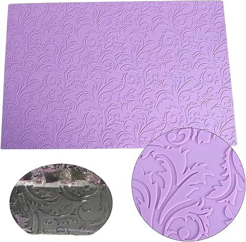 damask 20 Inch Sugar imprint Dress Silicone damask Fondant impression mat Repeat Oak leaf Embossing Mat Texture Textured Cake Decoration candy Craft Sugarcraft edible Lace Mat