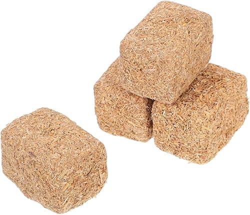 Housoutil Mini Hay Bales, Miniature Stackable Haystack Model, 4PCS Dollhouse Straw Bales, Western Farm Craft Hayrick Ornaments for DIY Farm Scenes Halloween Harvest Decorations Autumn Fall Rustic