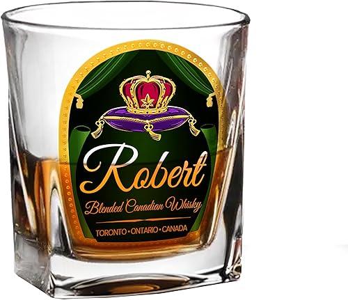 Personalized Royal Whiskey Glasses Set of 2, Custom Crown Whiskey Tumbler, Gift for Dad, Canadian Whisky Glass, Birthday Gift, Father's Day Gift, Whiskey Glass Set (Square-Apple)