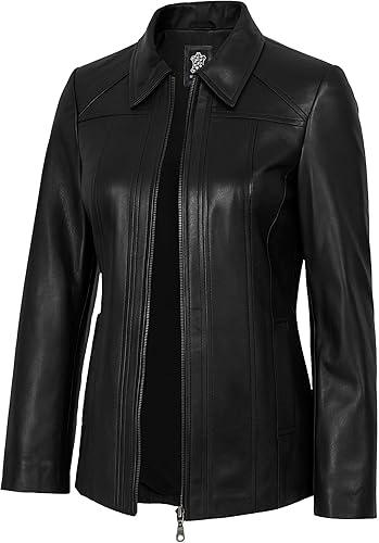 Women's Real Lambskin Leather Coats - Casual Style Long Genuine Leather Jackets for Women