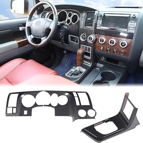 Aunginsy Center Console Dashboard & Gear Shift Panel Trim Cover Compatible with Toyota Tundra 2007-2013 Central Control Instrument Protector Gear Shifter Box Panel Decorative Frame Set ABS Accessories