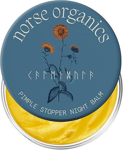 Norse Organics Pimple Stopper Night Balm | Acne Spot Treatment for Redness and Soothing Skin | Natural Bioactive Ingredients Help Treat Blemishes and Breakouts | Dermatologist Approved Skincare | 1 oz
