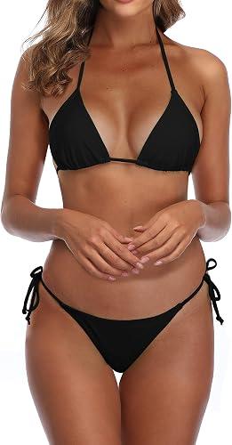 SHERRYLO Thong Bikini Swimsuit for Women Brazilian String Bikinis Thongs Bottom Triangle Top Bathing Suits Sexy Swimsuits