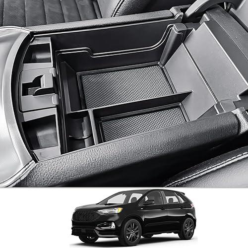 CDEFG for 2020-2023 2024 Edge Center Console Organizer Tray Compatible with 2020-2023 2024 Ford Edge Middle Console Organizer Armrest Tray Storage Box 2023 2024 Edge Accessories (Black Trim)