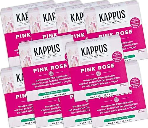 Kappus 10x125g Transparent Vegetable Soap with the delicate scent of Rose Petals - Gentle care for all skin types/Germany