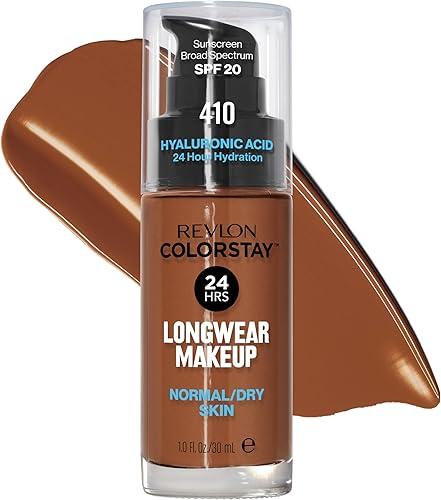 Revlon Liquid Foundation, ColorStay Face Makeup for Normal & Dry Skin, SPF 20, Longwear Medium-Full Coverage with Natural Finish, 410 Cappuccino, 1 fl oz