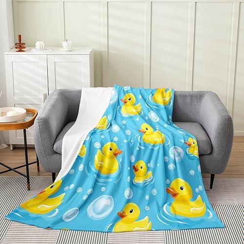 Erosebridal Kids Yellow Rubber Duck Flannel Blanket Baby 30x40 Cartoon Ducks Fleece Blanket Funny Animal Fuzzy Plush Throw Cute Pet Animal Decor for Boys Girls