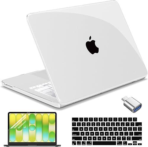 Compatible with MacBook Neo 13 inch Case 2026, Plastic Hard Shell Case & Keyboard Cover & Screen Protector & USB C to USB 3.0 Adapter, Crystal Clear