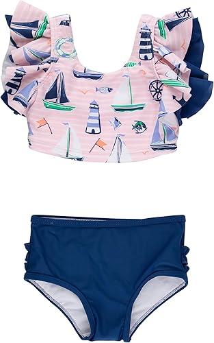 RuffleButts Baby/Toddler Girls UPF50+ Waterfall Tankini Two Piece Swimsuit