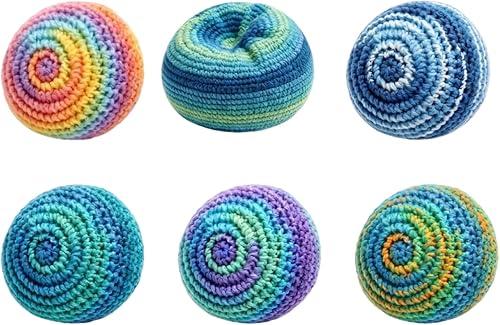 Knitted Hackys Bag Set Hand-Made Knitted Footbags Sacks Assorted Foot Bag Crochet Hackys Ball Colorful Footbag